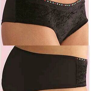 FLIRTITUDE 7/L BLACK/VELVET CHEEKINI Panty NWT